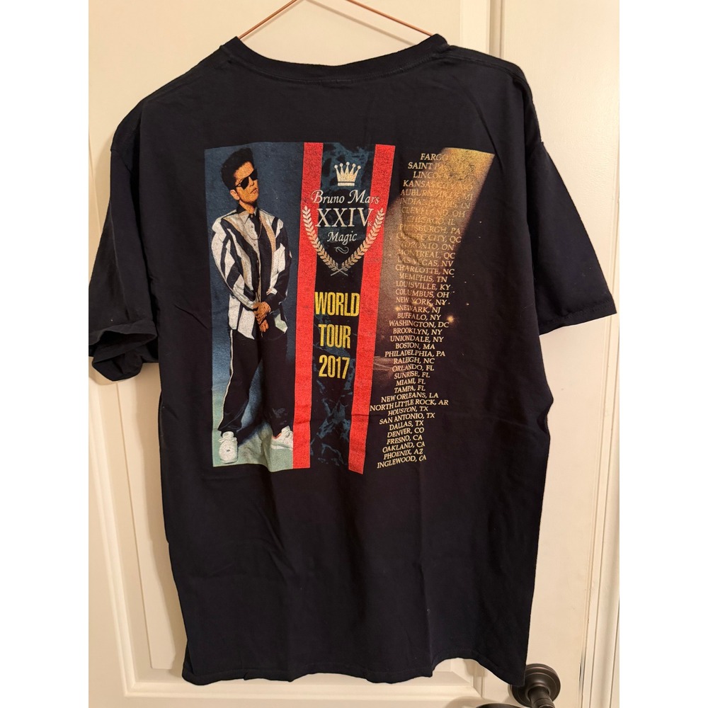 Bruno Mars‎ 24K Magic World Tour 2017 T-Shirt Unisex Medium Black Concert